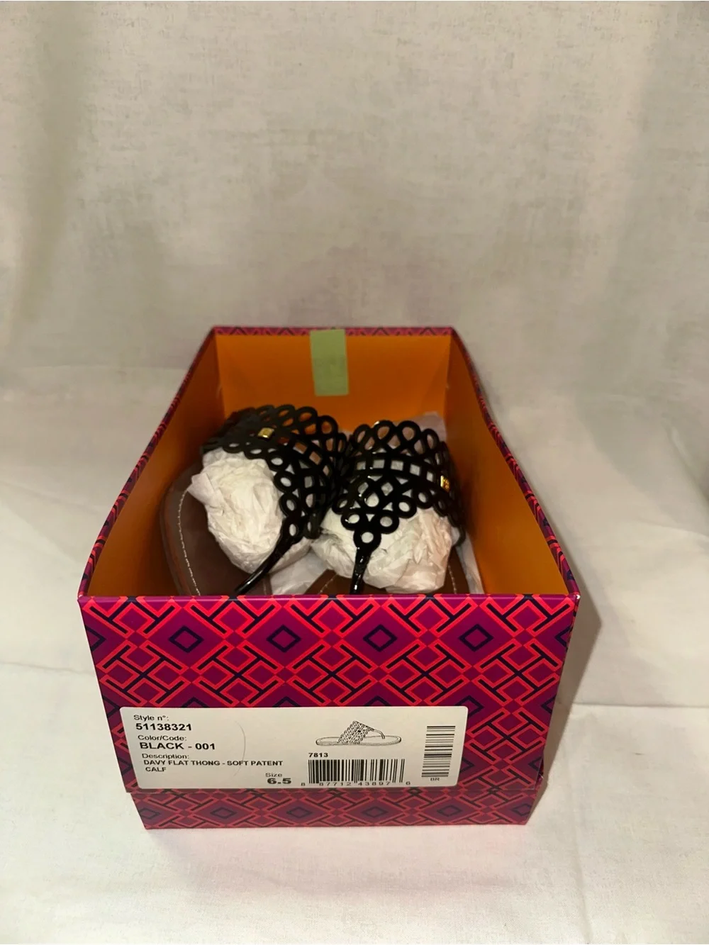 Tory Burch Davy Laser Cut Thong Sandal Size 6.5